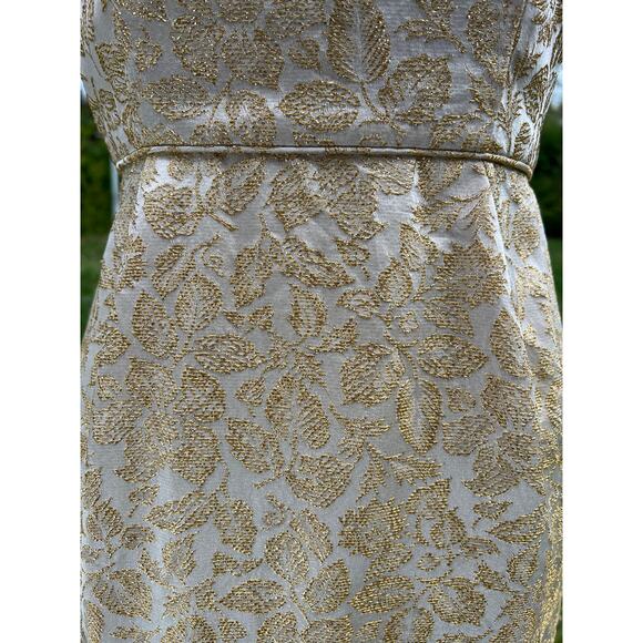 column dress formal gold damask 1960s - Picture 3 of 8